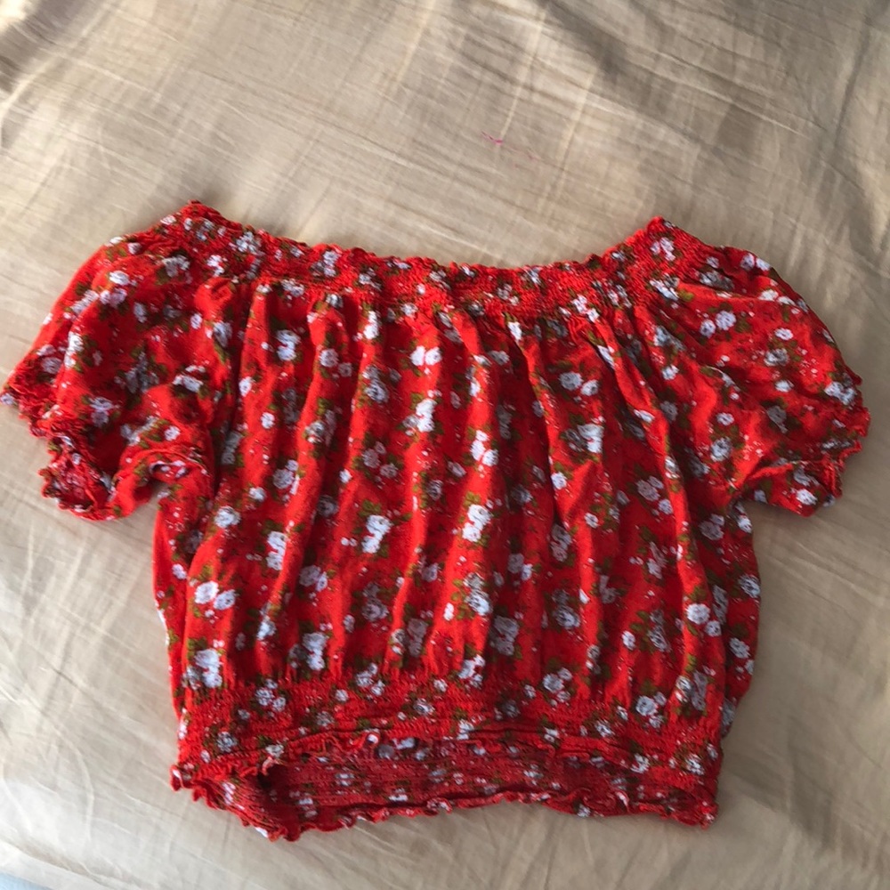orange floral crop top